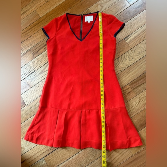 Sail to Sable Red/Navy V-Neck Ruffle Dress Women’s Size 6 - Picture 12 of 13